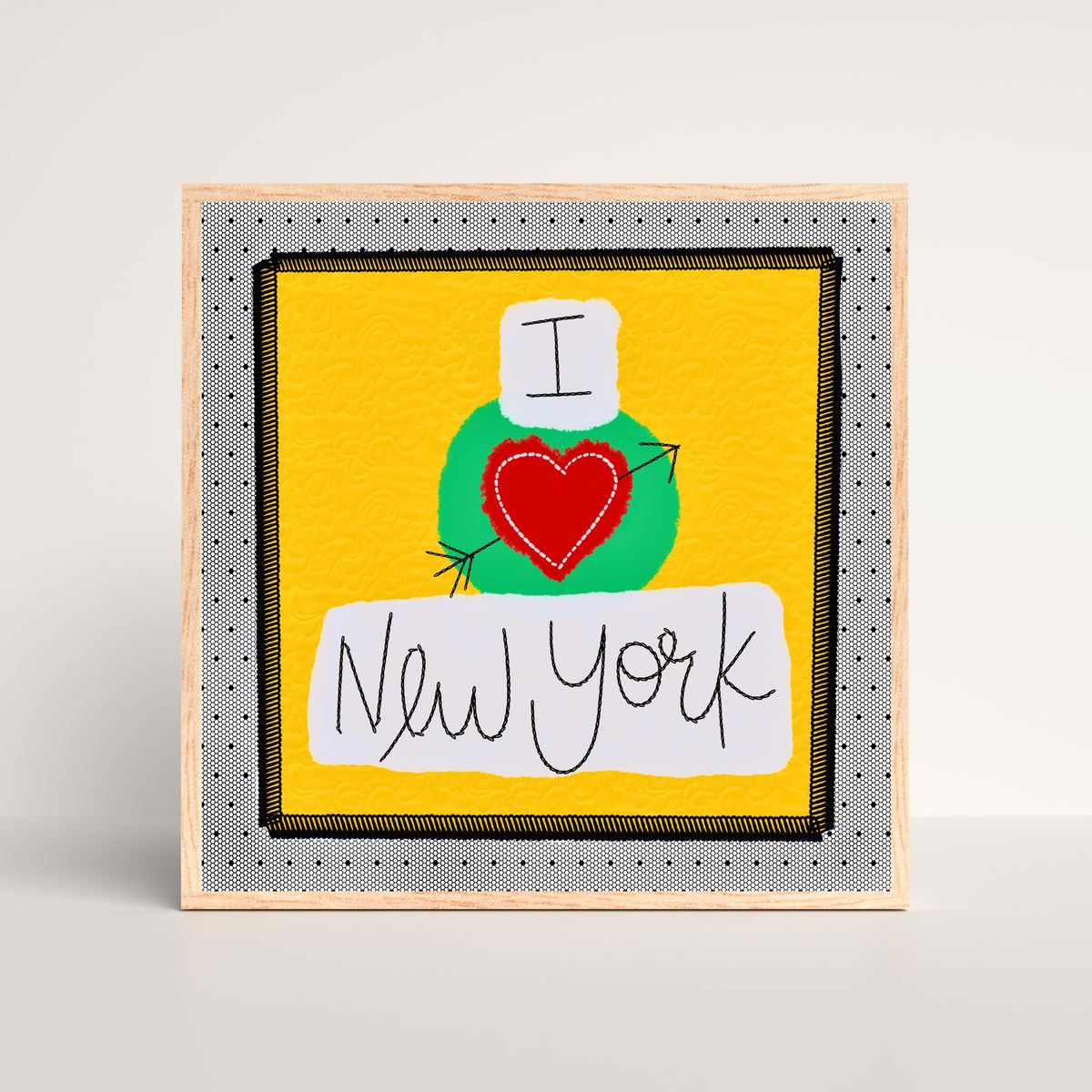 Embroidered Style 'I Heart NY' Art Print: New Yorker Wall Decor