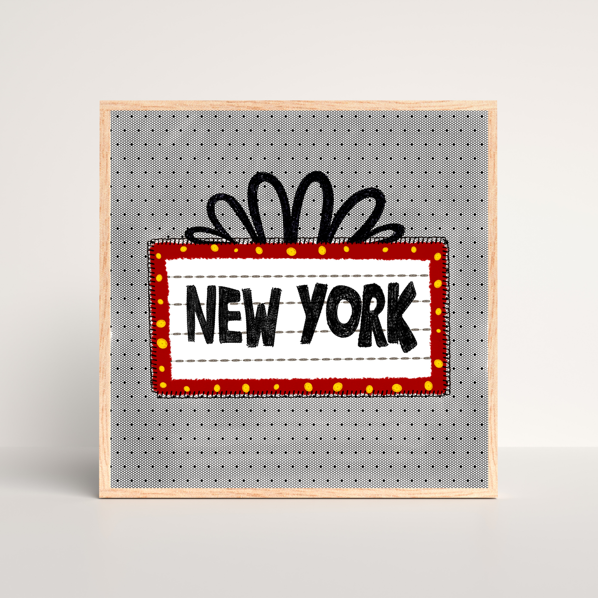 Embroidered Style New York Broadway Art Print - Embroidery Wall Art