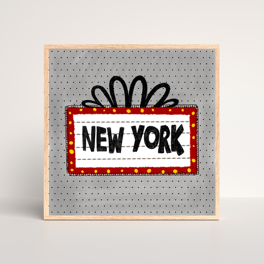 Embroidered Style New York Broadway Art Print - Embroidery Wall Art