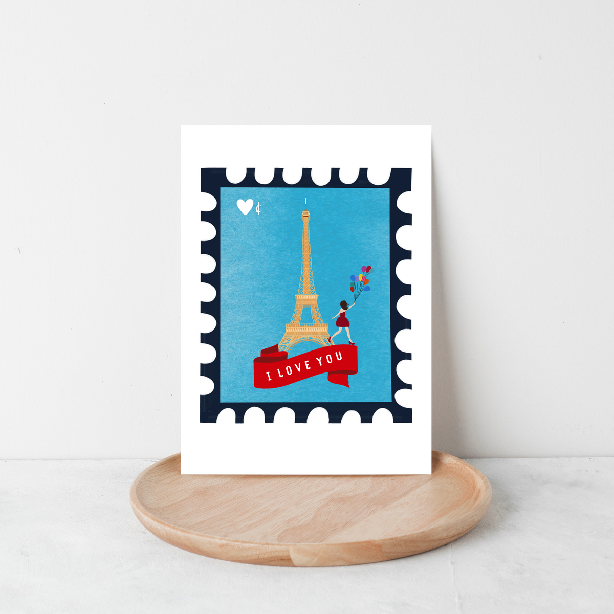 I Love You Valentine Stamp Greeting Card – Paris Eiffel Tower Love Card