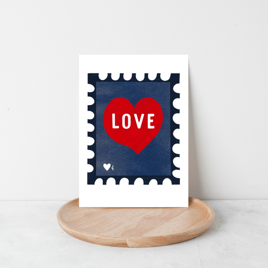 Love Heart Valentine Stamp Greeting Card – Vintage Stamp Love Card