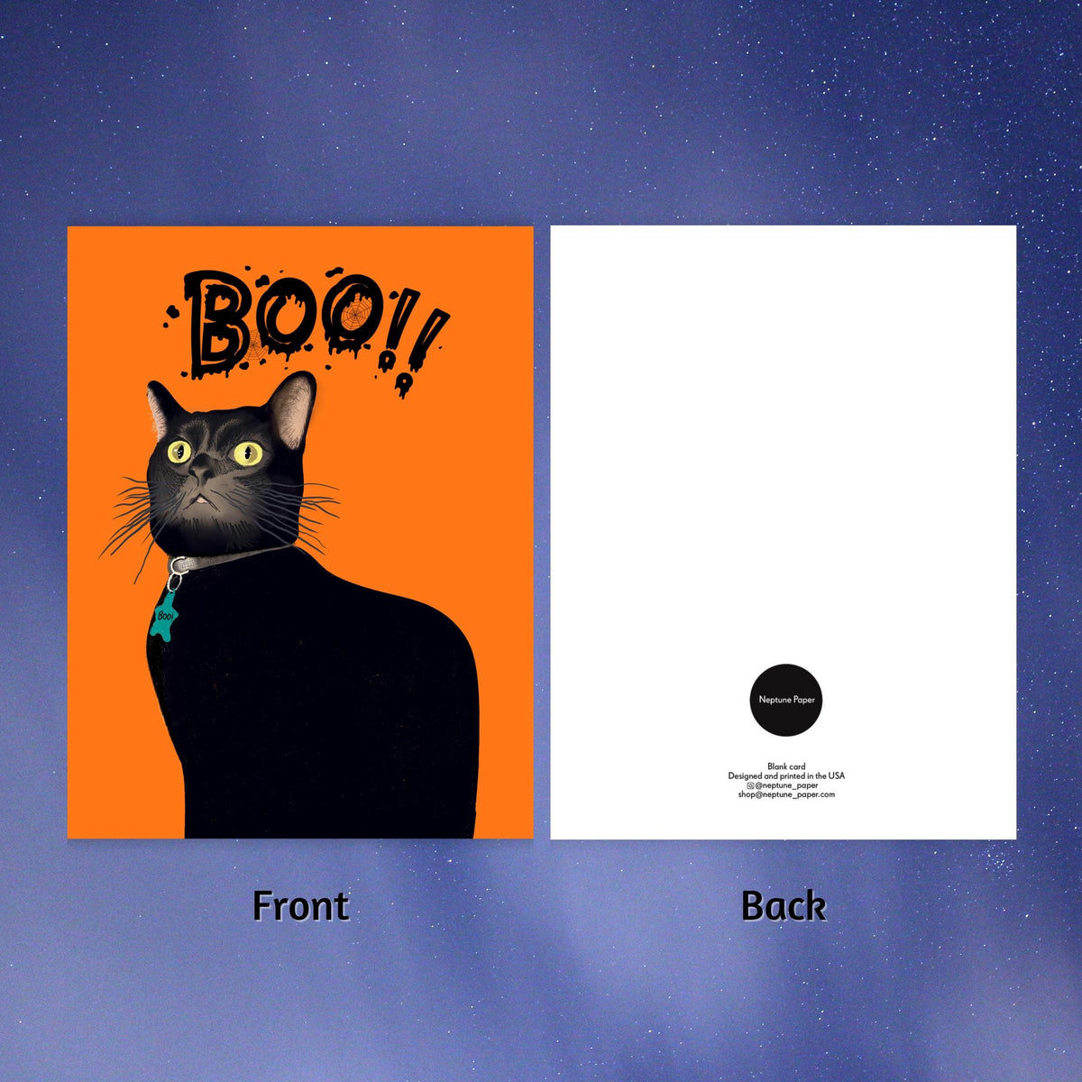 Black Cat Boo Halloween Card by Neptune Paper – photo 2 of 3