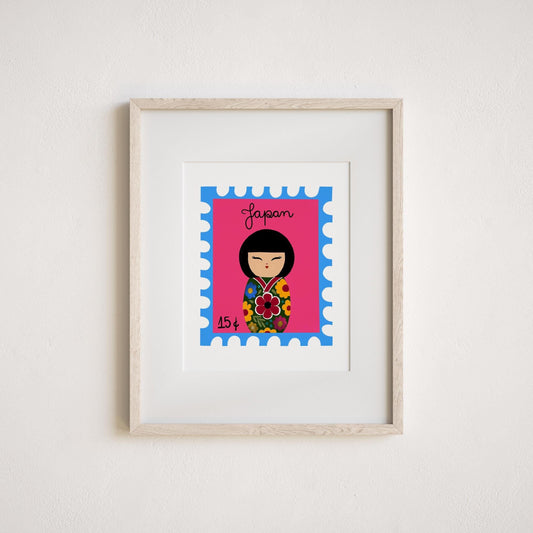Japanese Kokeshi Doll Art Print by Neptune Paper, New York