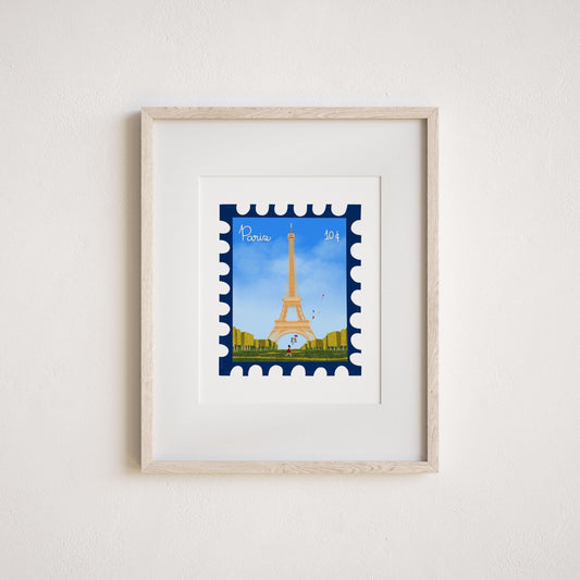 Vintage Paris Stamp Art Print by Neptune Paper, New York