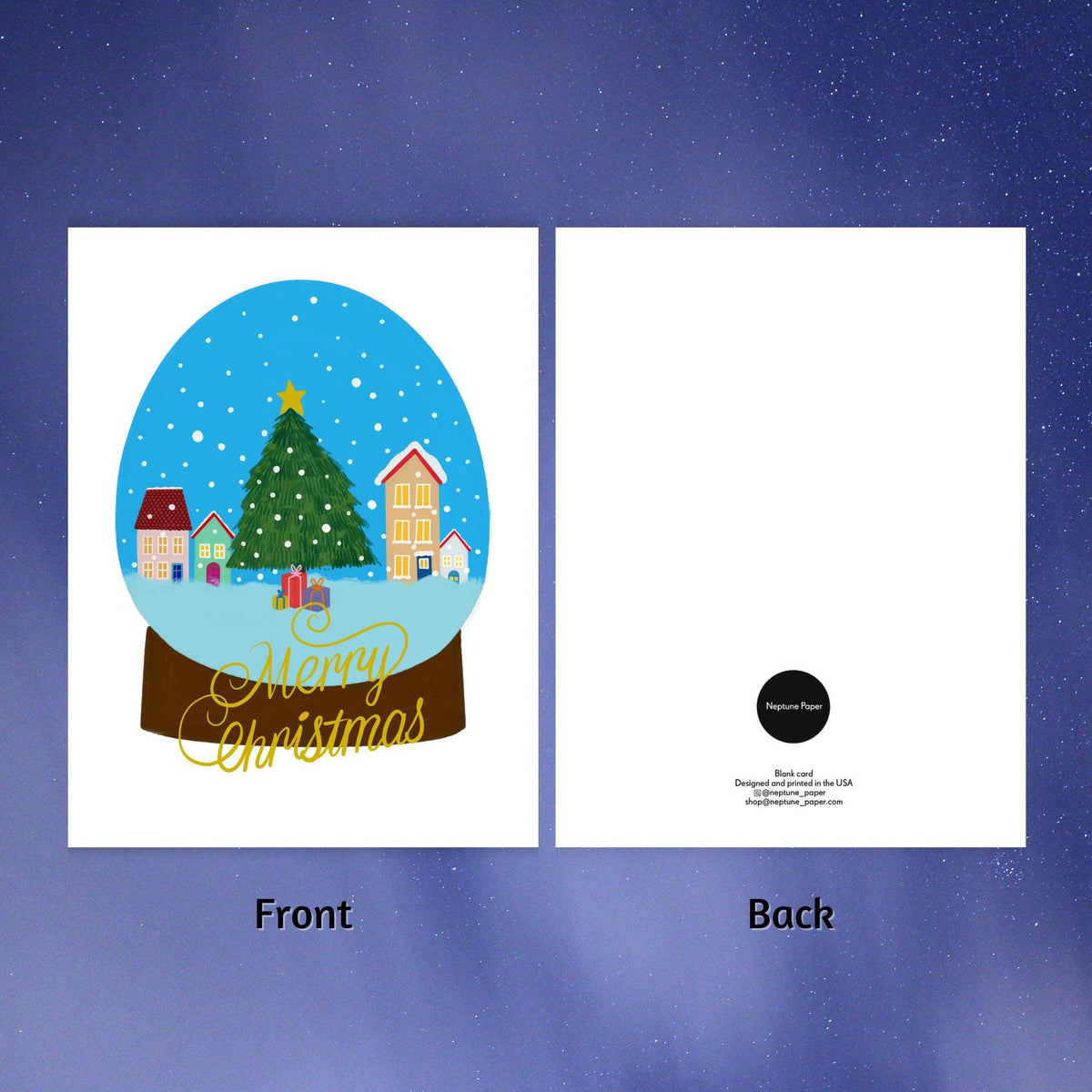 Winter Village Snow Globe Christmas Card by Neptune Paper – photo 2 of 2