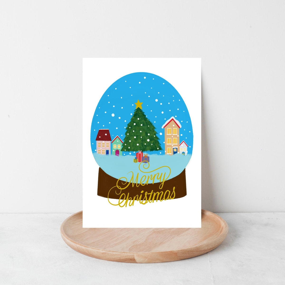 Winter Village Snow Globe Christmas Card by Neptune Paper, New York