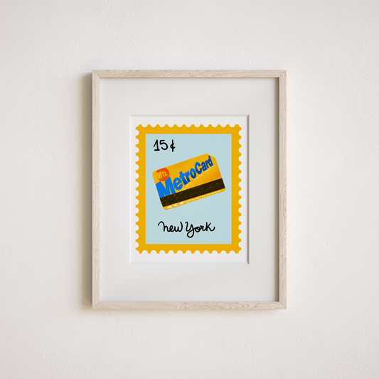 Stamp-inspired NYC MetroCard Art Print