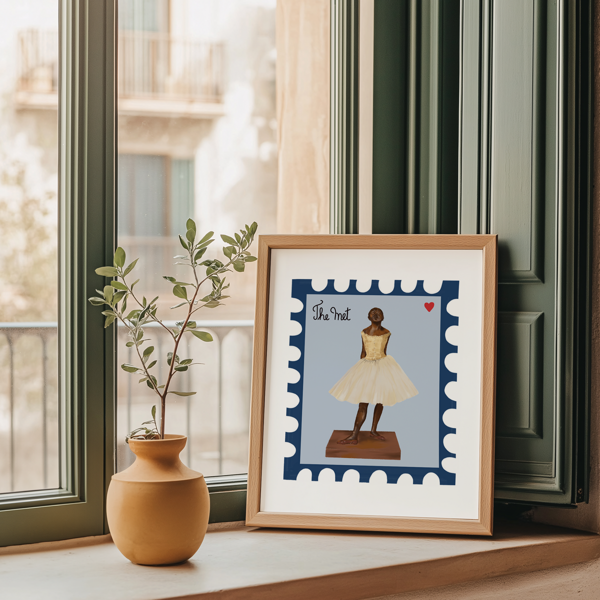 8x10 The Met Degas Little Dancer ballerina stamp art print by Neptune Paper, New York