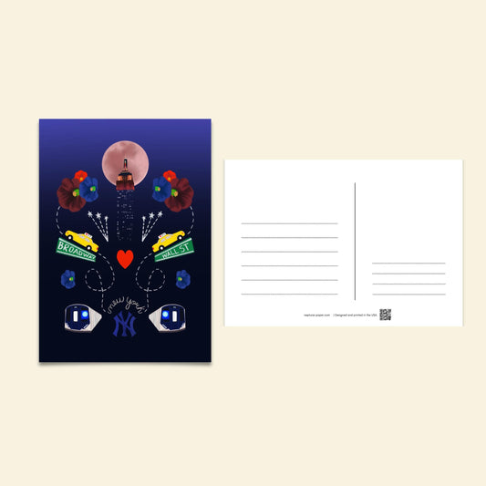 Folk-Art NYC Postcards by Neptune Paper, New York