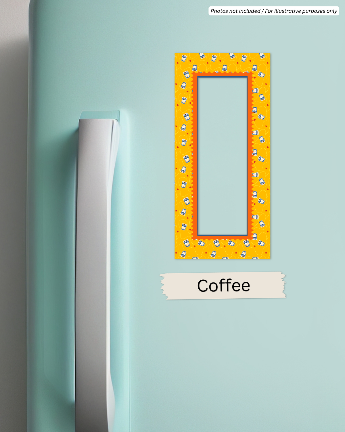 NYC Coffee 2x6 photo strip magnet frame with coffee cup pattern by Neptune Paper, New York